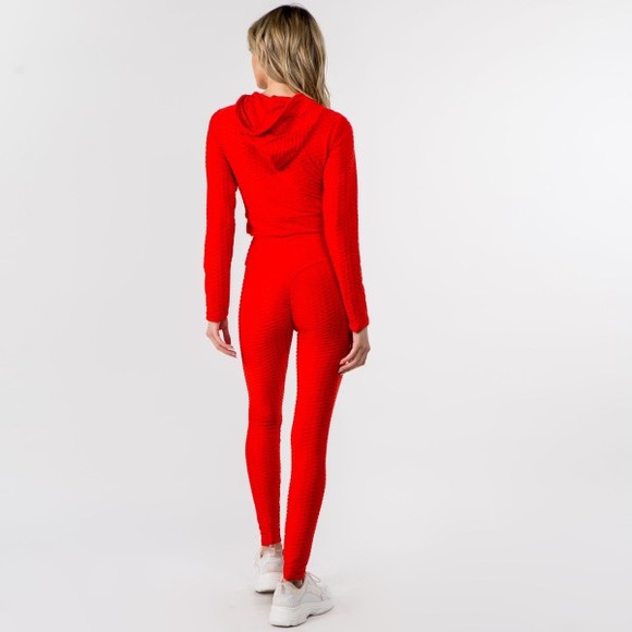 🆕 Honey-Comb Activewear Set Cropped Hoodie & Brazilian Butt Lifting Leggings - Picture 5 of 7